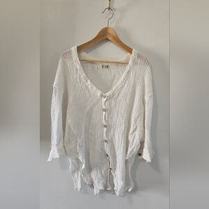 Free People Linen And Cotton Button Down Shirt